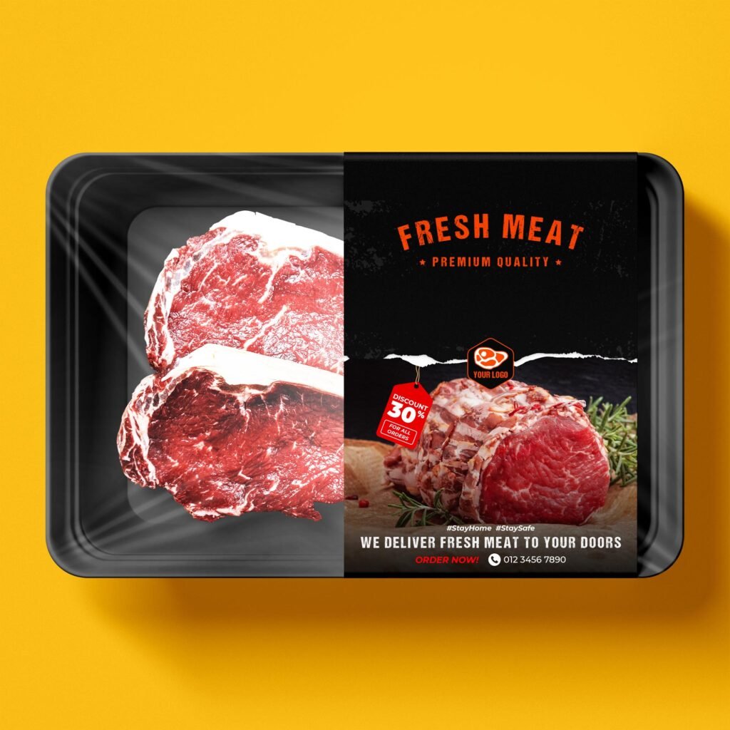 Free Packaging Meat Tray Mockup PSD Template