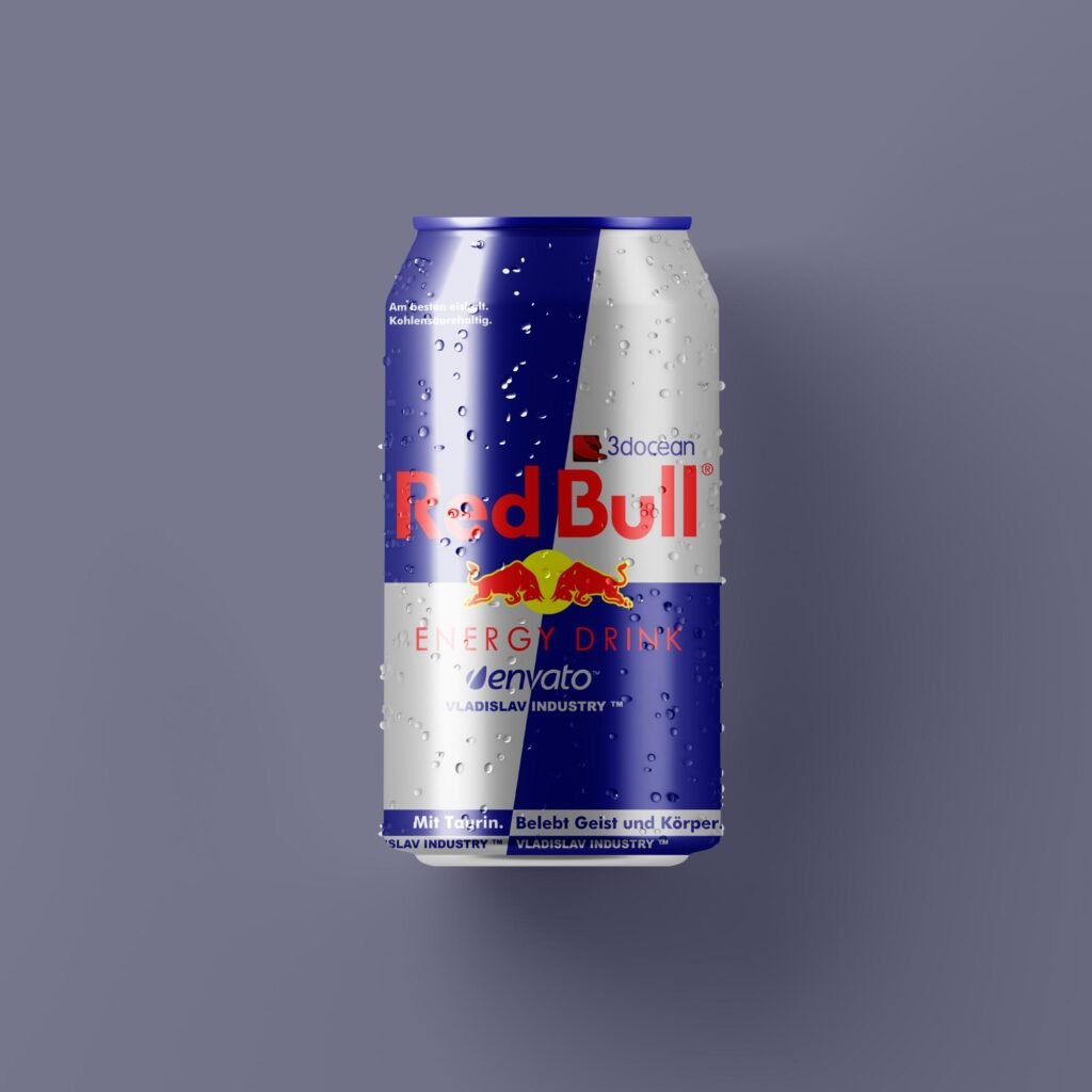 Free Red Bull Can Mockup PSD Template