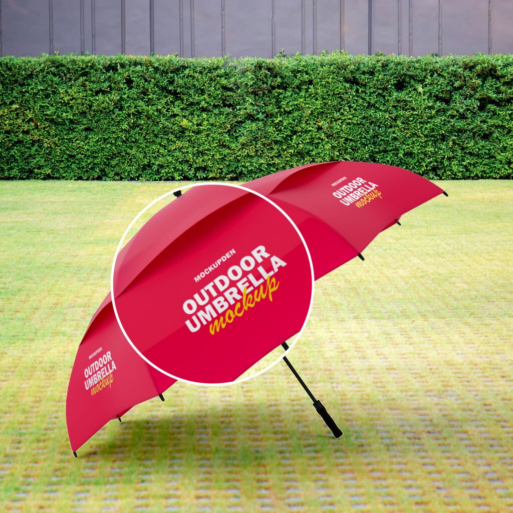 Close Up Of a Free Outdoor Umbrella Mockup PSD Template