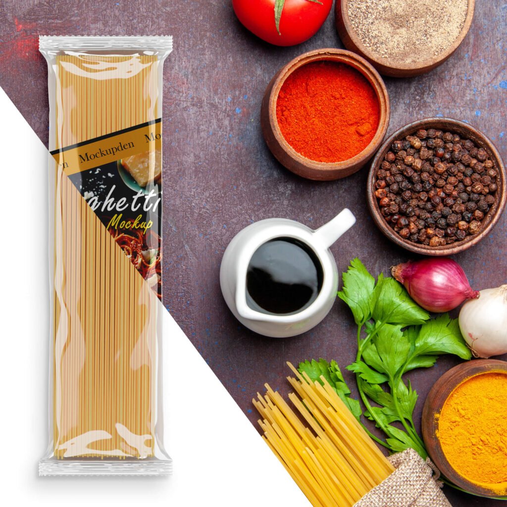 Editable Free Spaghetti Packaging Mockup PSD Template