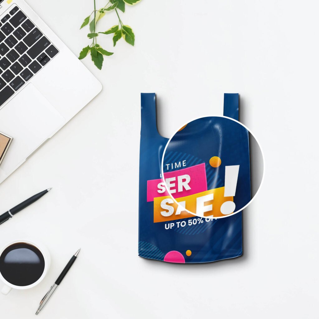 Close Up Of a Free Carrier Bag Mockup PSD Template