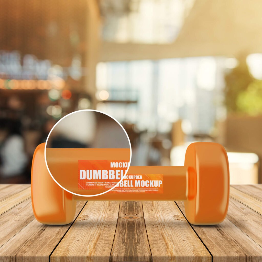 Close Up Of a Free Dumbbell Mockup PSD Template