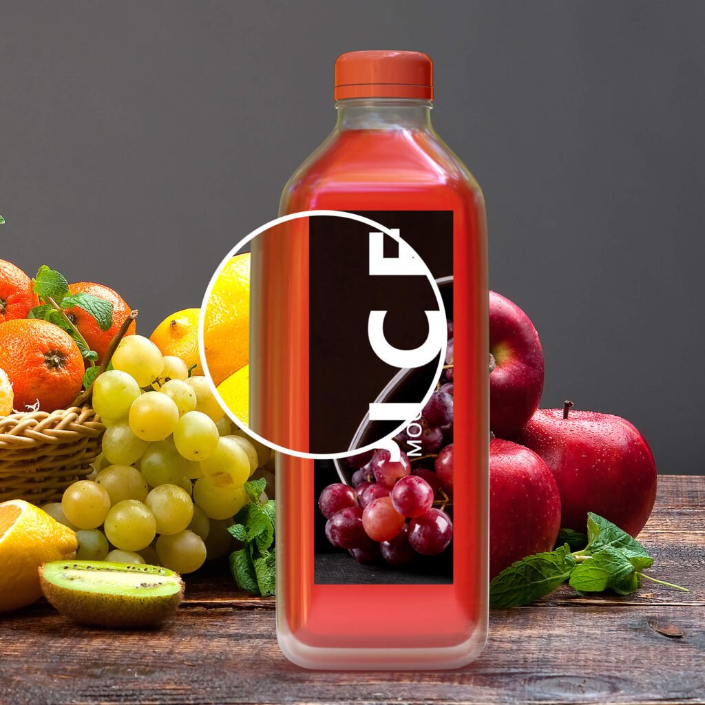 Close Up Of a Free Grapefruit Juice Bottle Mockup