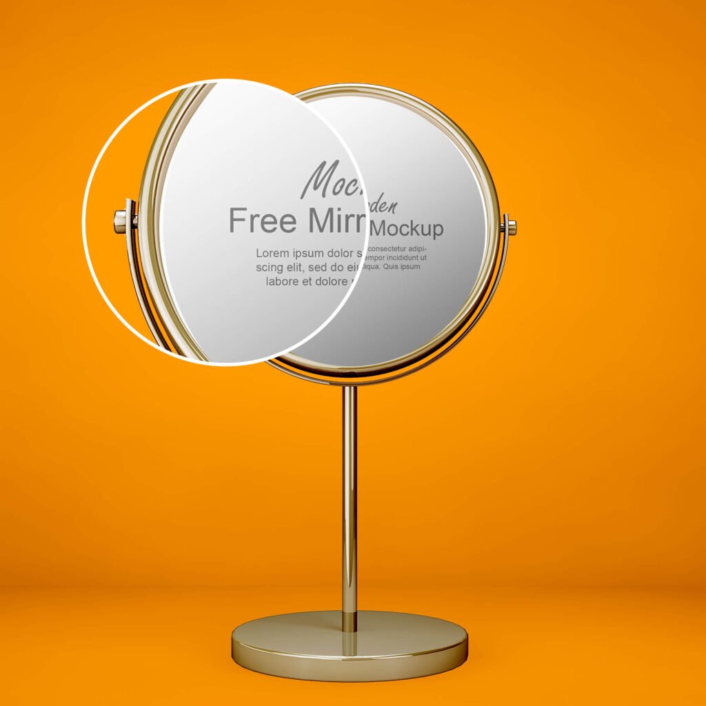 Close Up Of a Free Mirror Mockup PSD Template