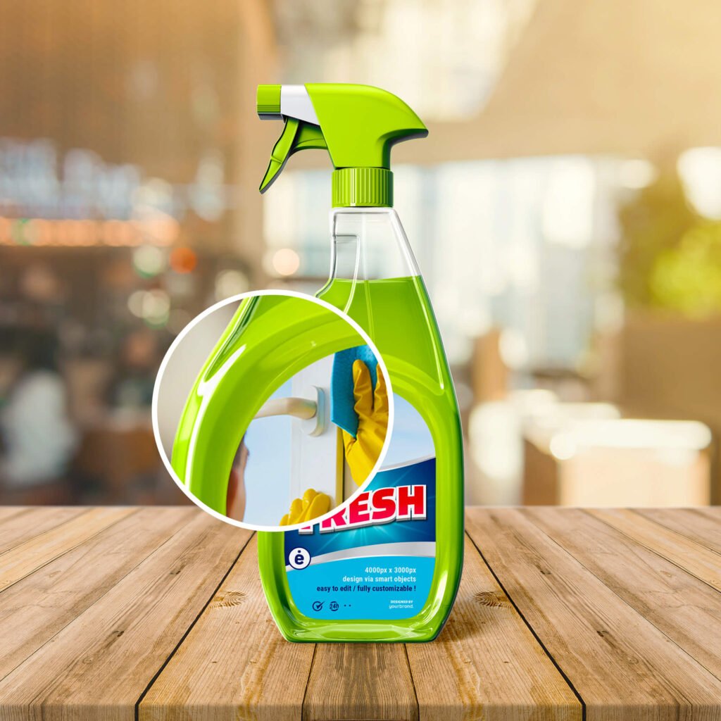 Close Up Of a Free Window Cleaner Mockup PSD Template
