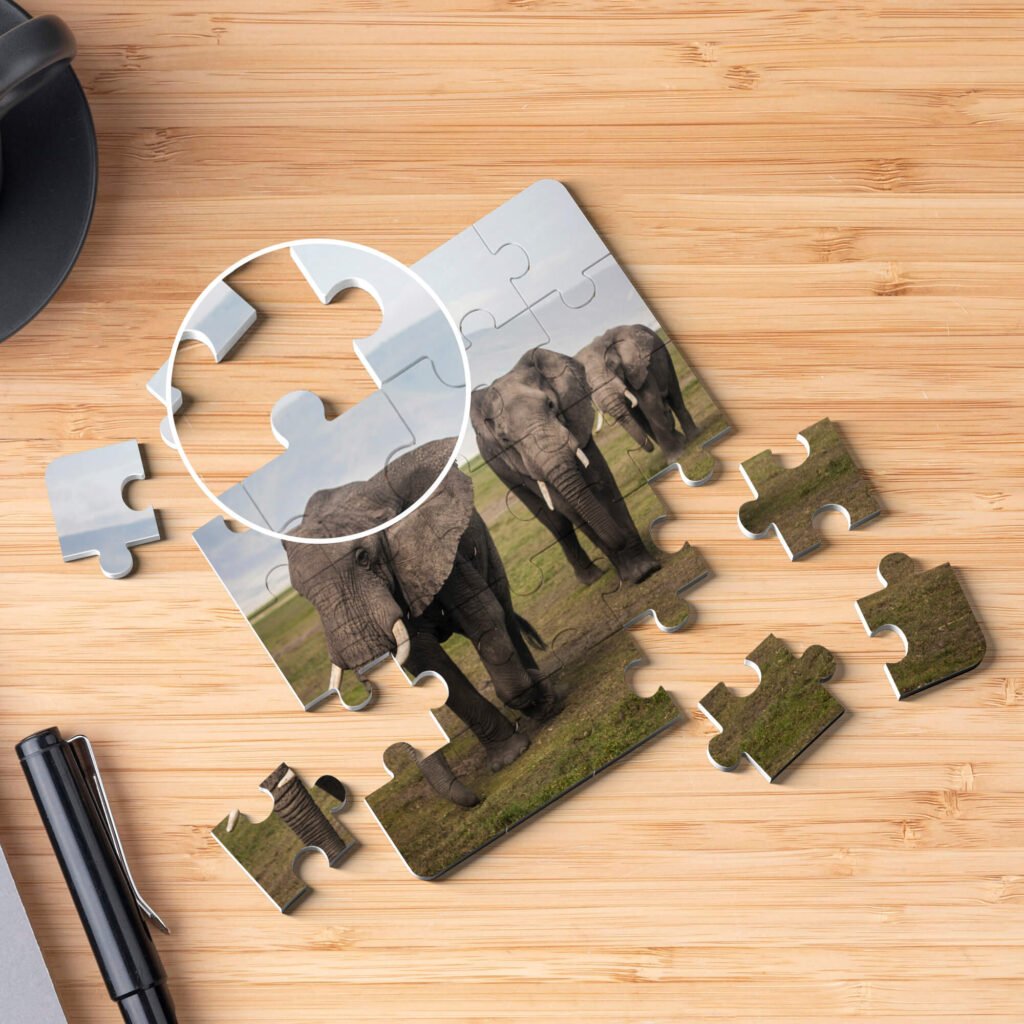 Close up Of a Free Puzzle Mockup PSD Template