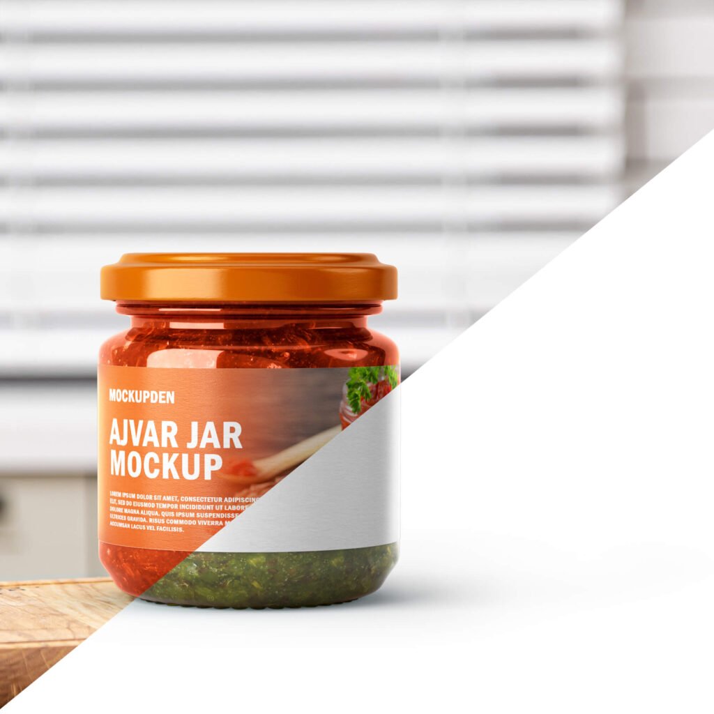 Editable Free Ajvar Jar Mockup PSD Template