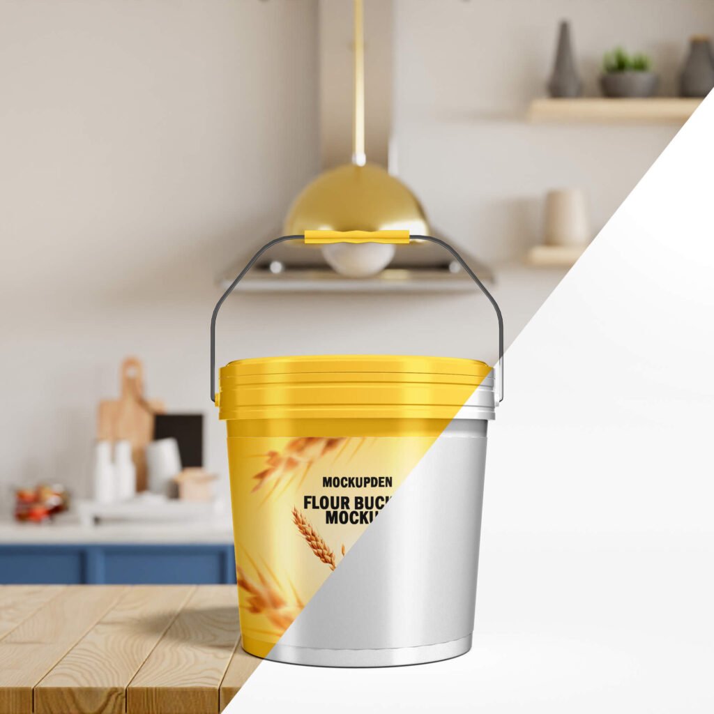 Editable Free Flour Bucket Mockup PSD Template
