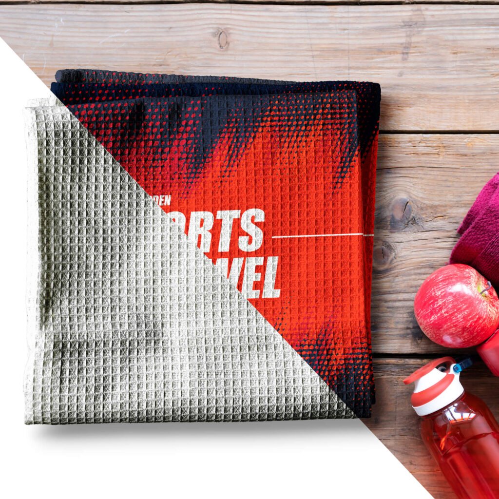 Editable Free Sports Towel Mockup PSD Template