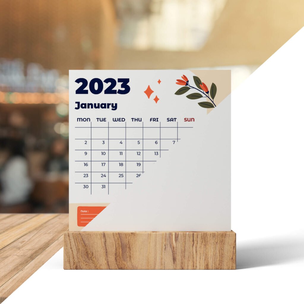 Editable Free Wooden Frame Calendar Mockup PSD Template