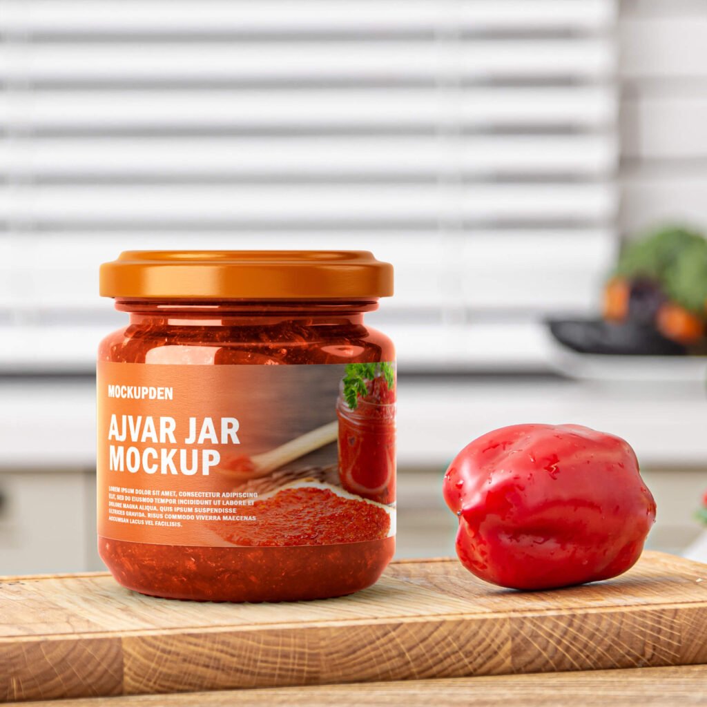 Free Ajvar Jar Mockup PSD Template