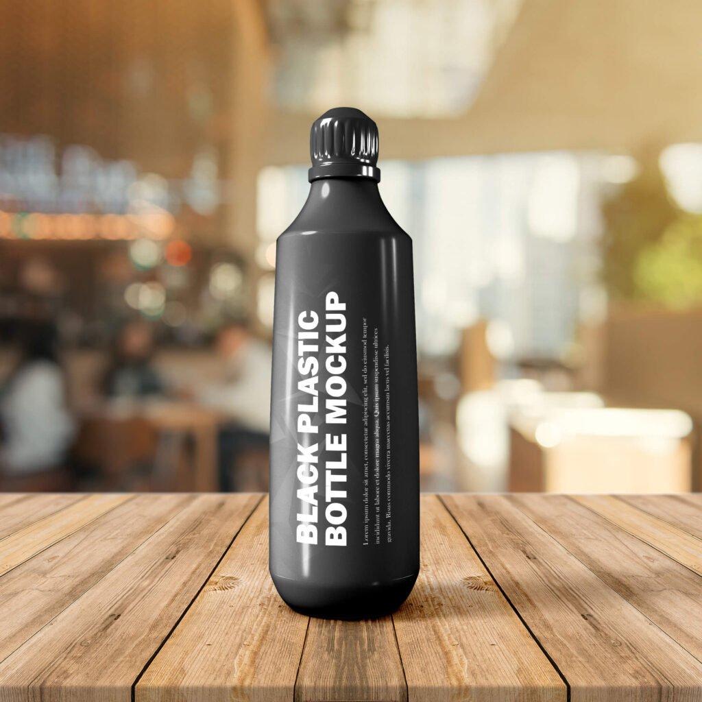 Free Black Plastic Bottle Mockup PSD Template