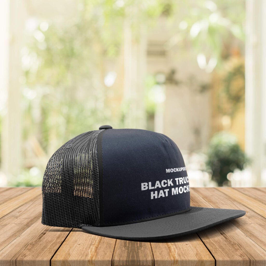 Free Black Trucker Hat Mockup PSD Template