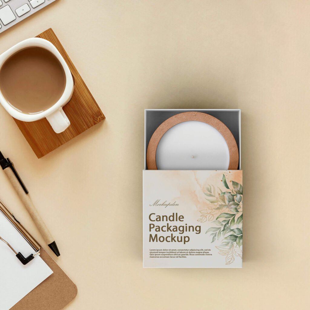 Free Candle Packaging Mockup PSD Template
