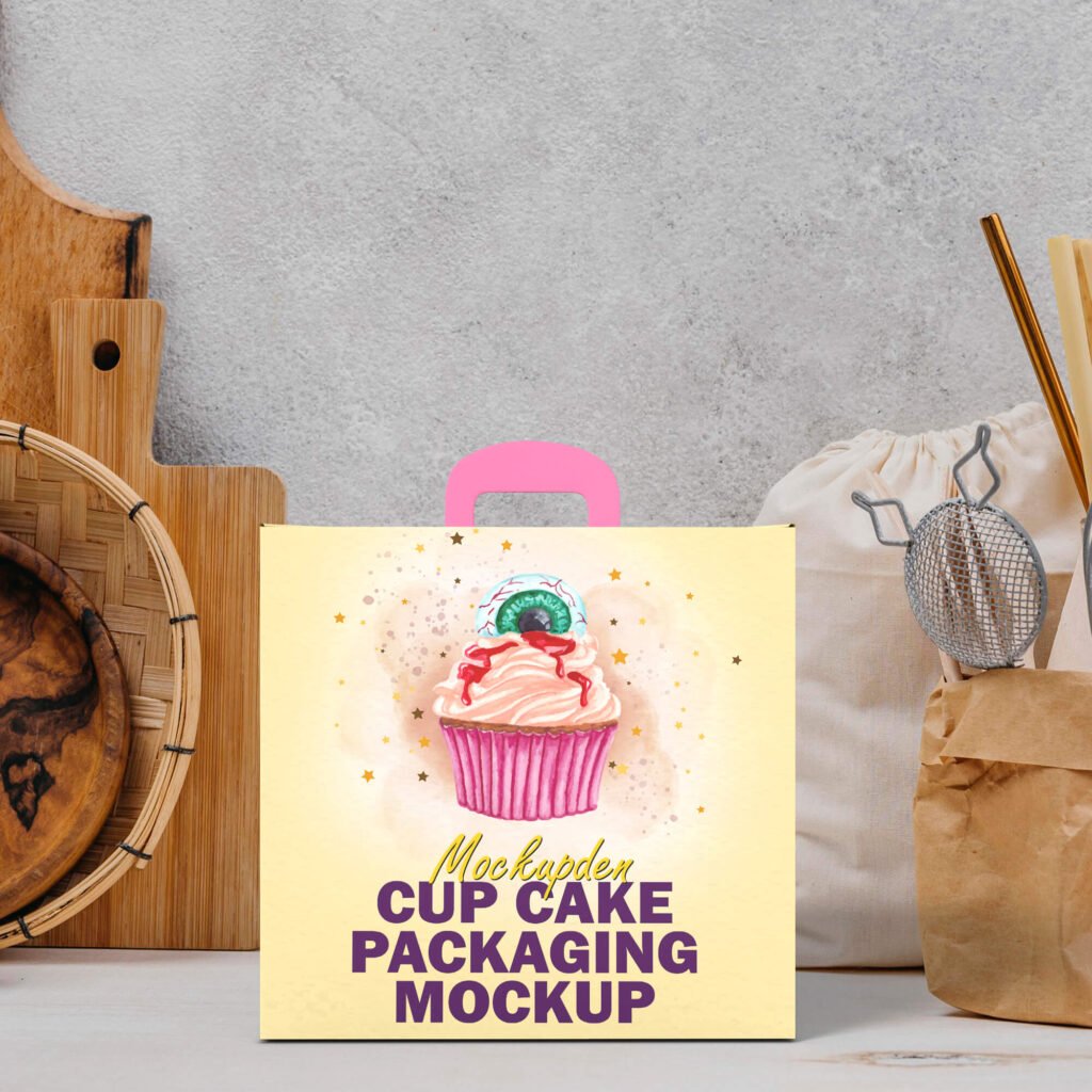 Free Cupcake Packaging Mockup PSD Template