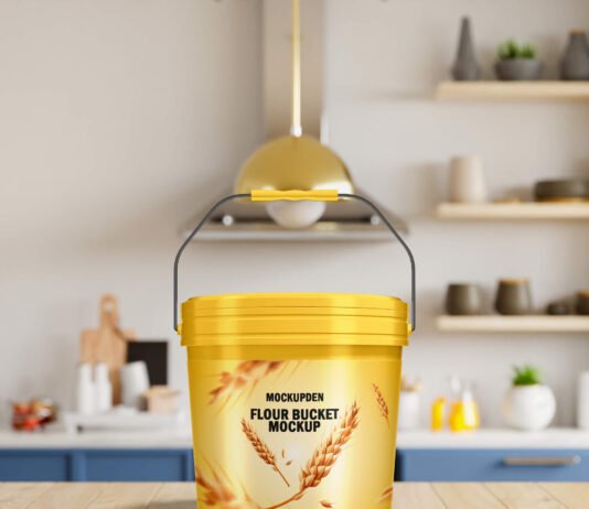 Free Flour Bucket Mockup PSD Template