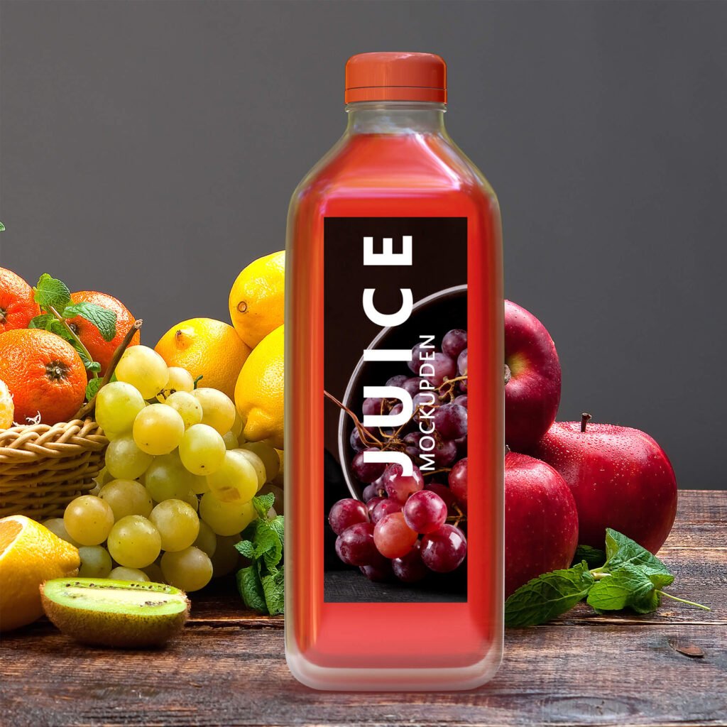 Free Grapefruit Juice Bottle Mockup
