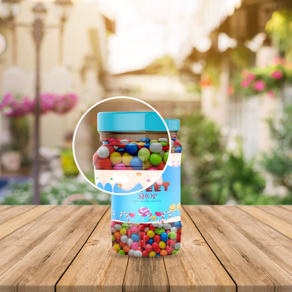 Close Up Of a Free Glass Candy Jar Mockup PSD Template
