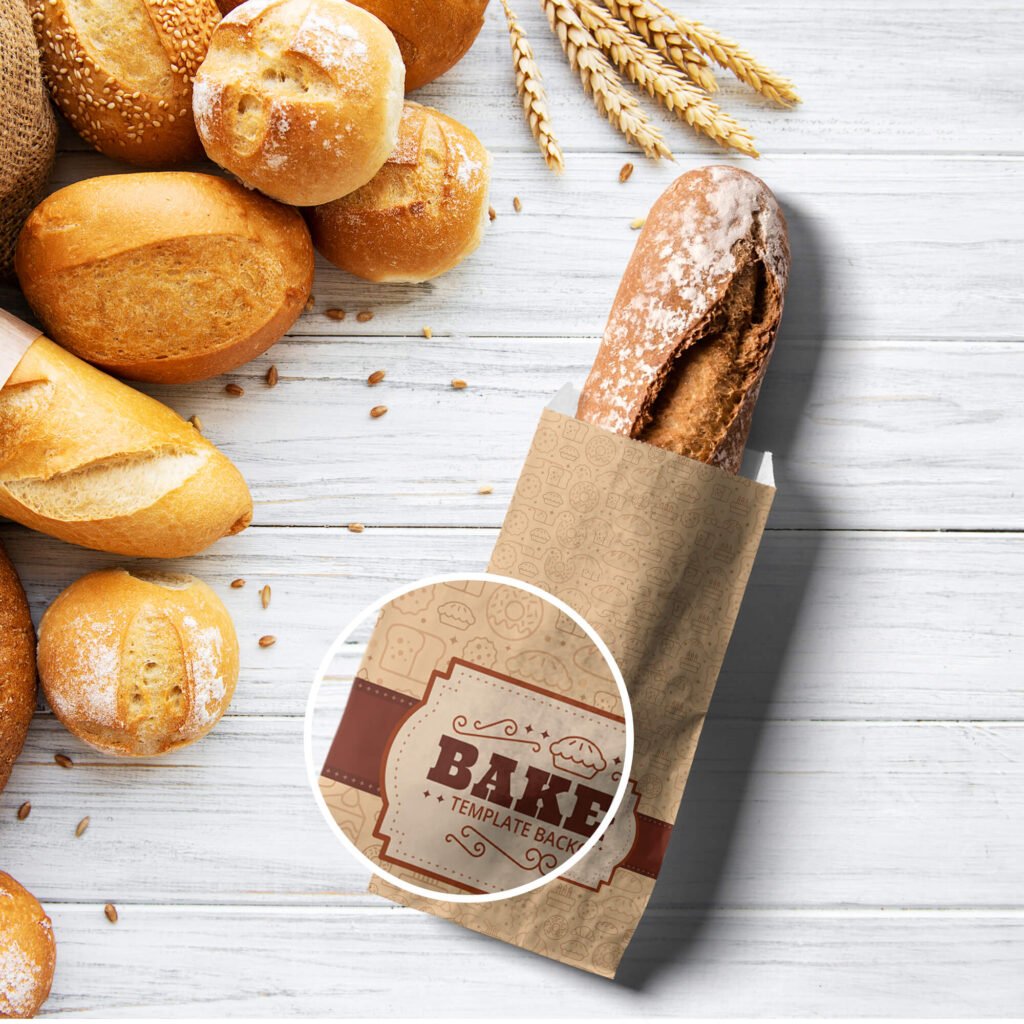 Close Up Of a Free Bakery Branding Mockup Kit PSD Template