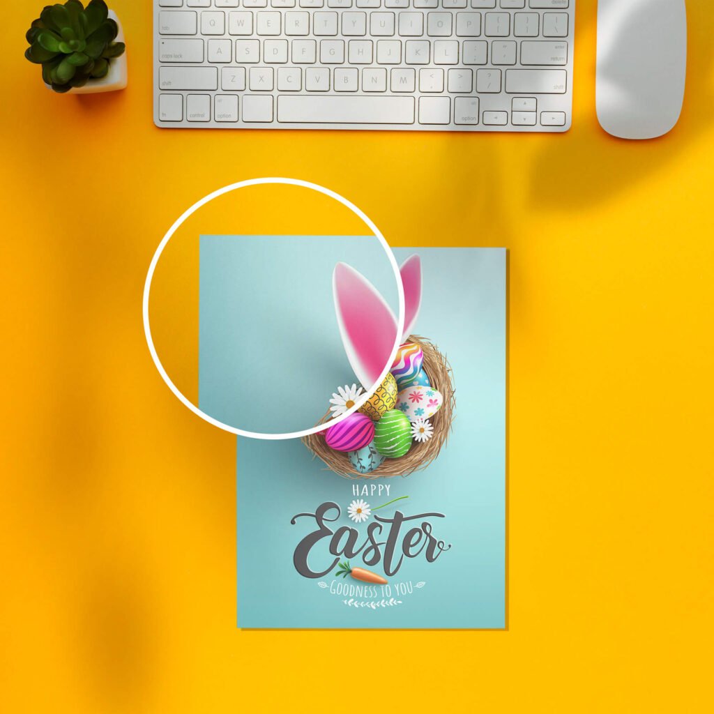 Close Up a Free Easter Card Mockup PSD Template