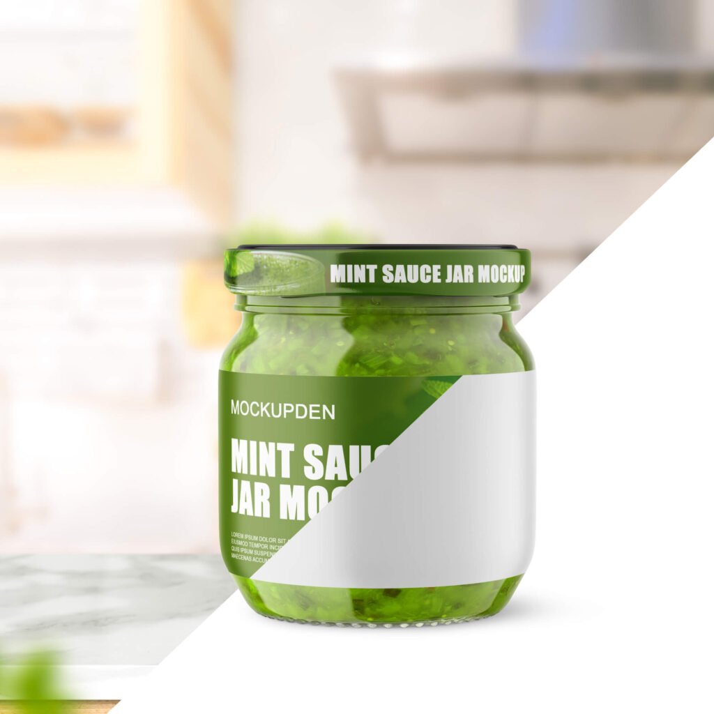 Editable Free Mint Sauce Jar Mockup PSD Template