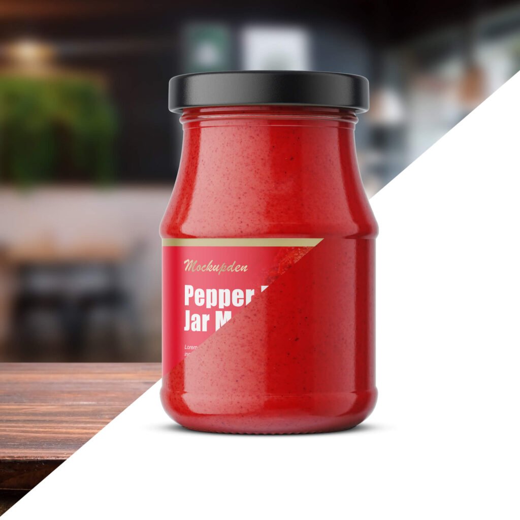 Editable Free Pepper Paste Jar Mockup PSD Template