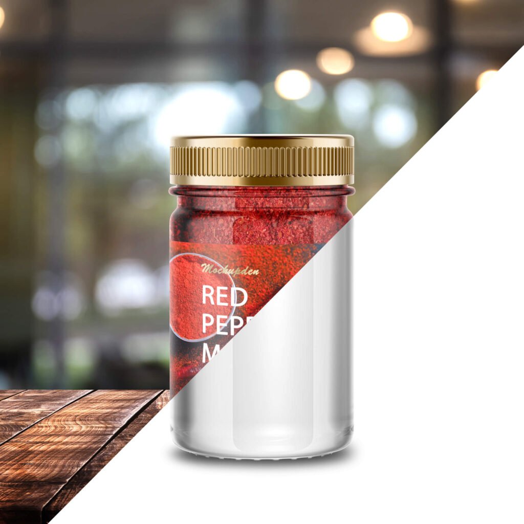 Editable Free Red Pepper Jar Mockup PSD Template