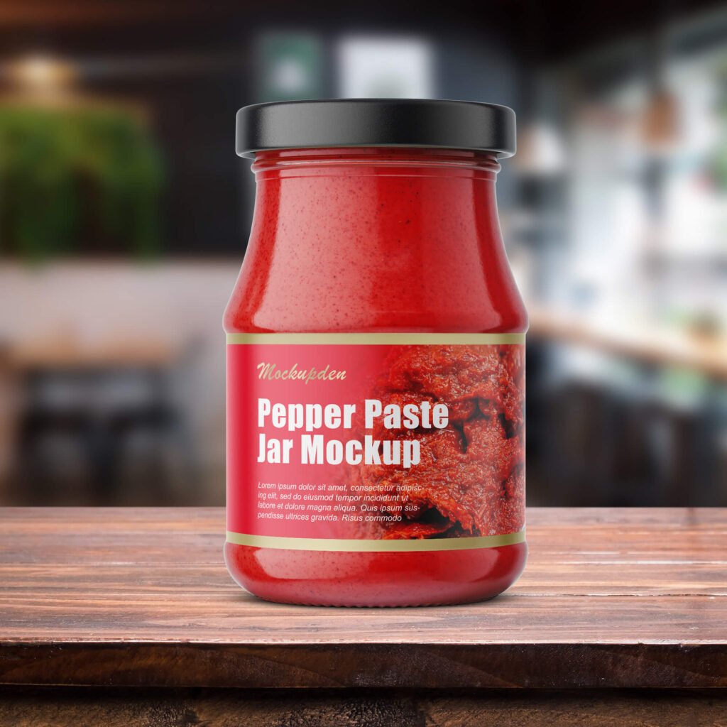 Free Pepper Paste Jar Mockup PSD Template