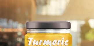 Free Turmeric Powder Jar Mockup PSD Template-min