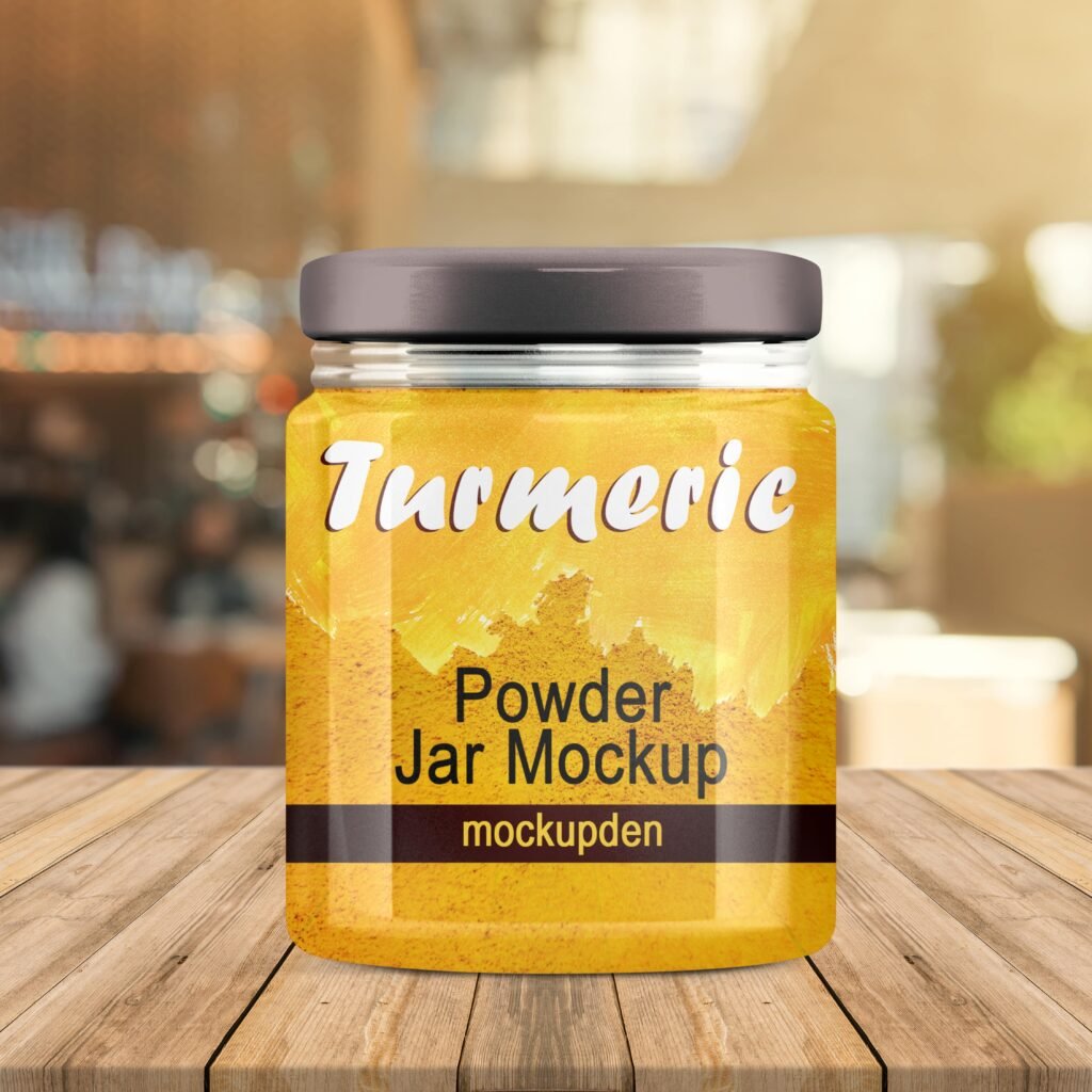 Free Turmeric Powder Jar Mockup PSD Template-min
