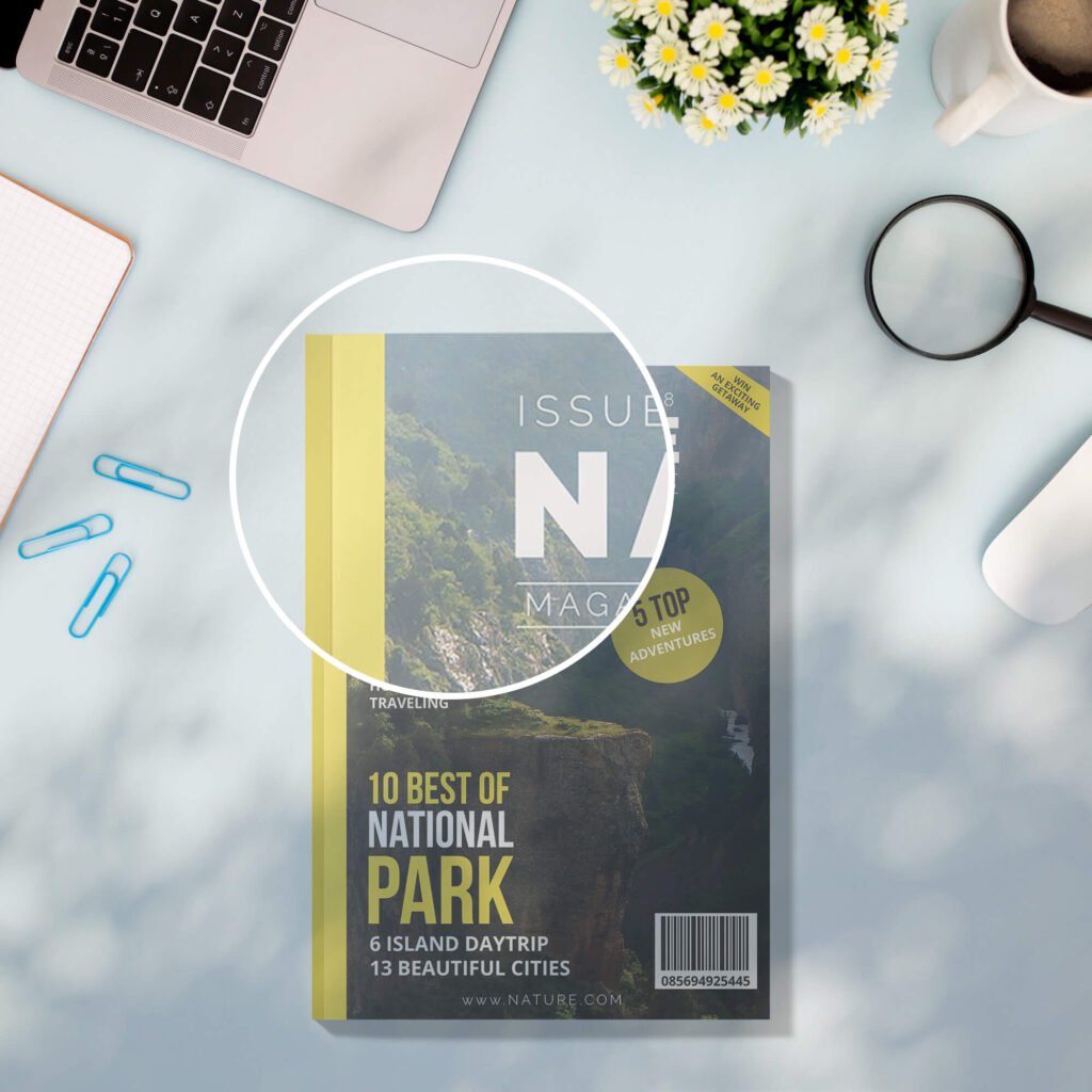 Close Up Of a Free A5 Magazine Mockup PSD Template