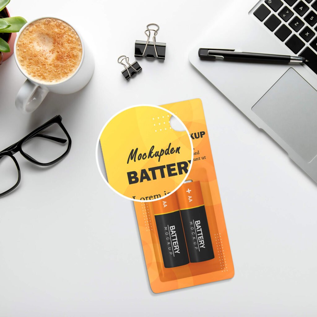Close Up Of a Free Remote Battery Mockup PSD Template