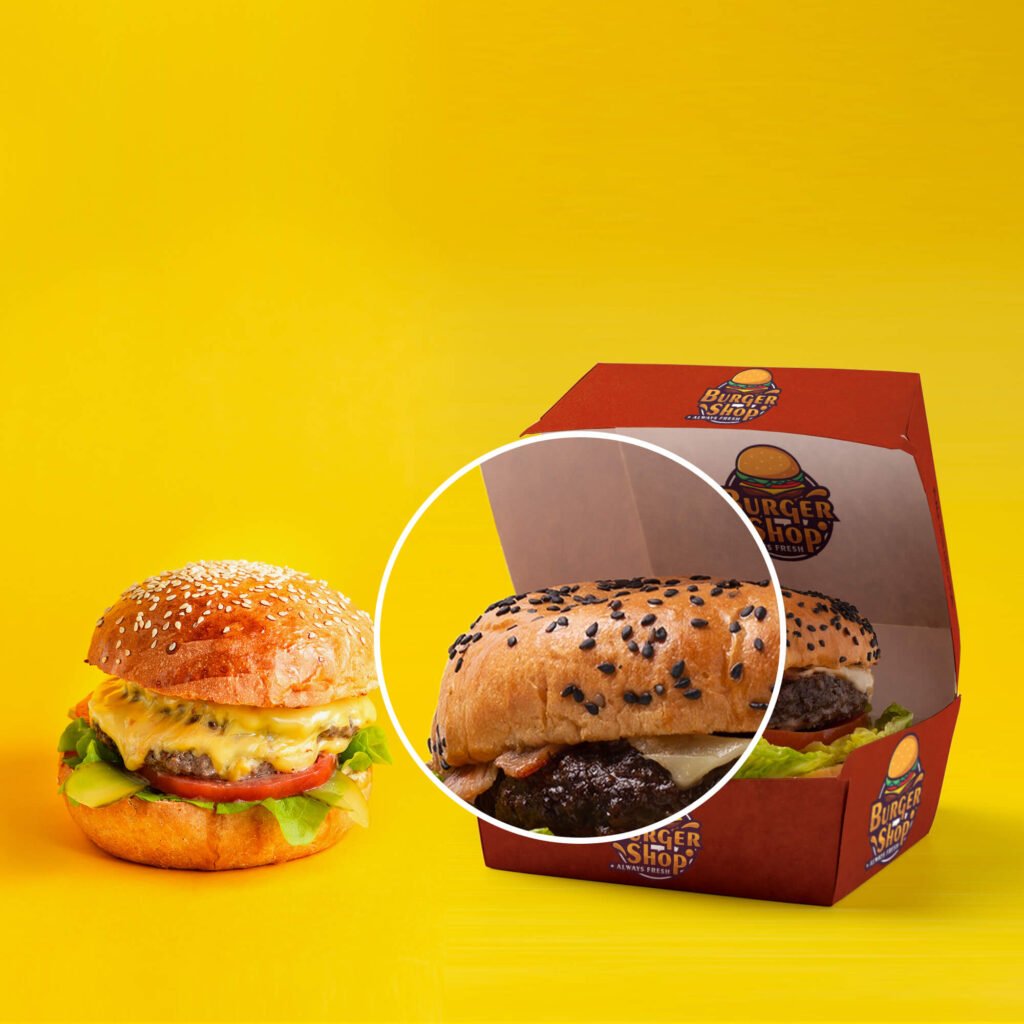 Close Up Of a Free Burger Branding Mockup PSD Template