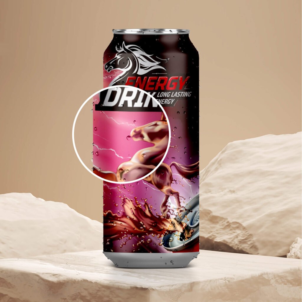 Close Up Of a Free Energy Drink Can Mockup PSD Template