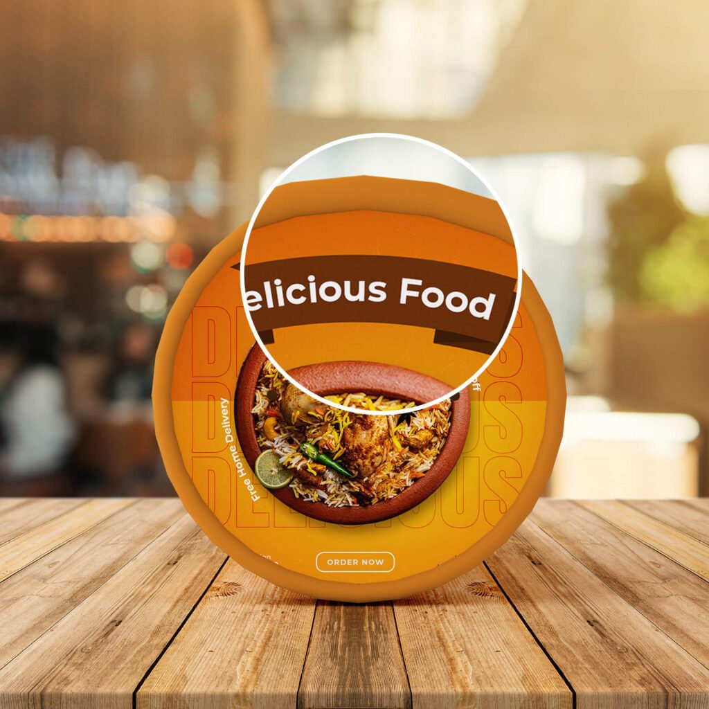 Close Up Of a Free Flat Round Food Delivery Container Mockup Set PSD Template