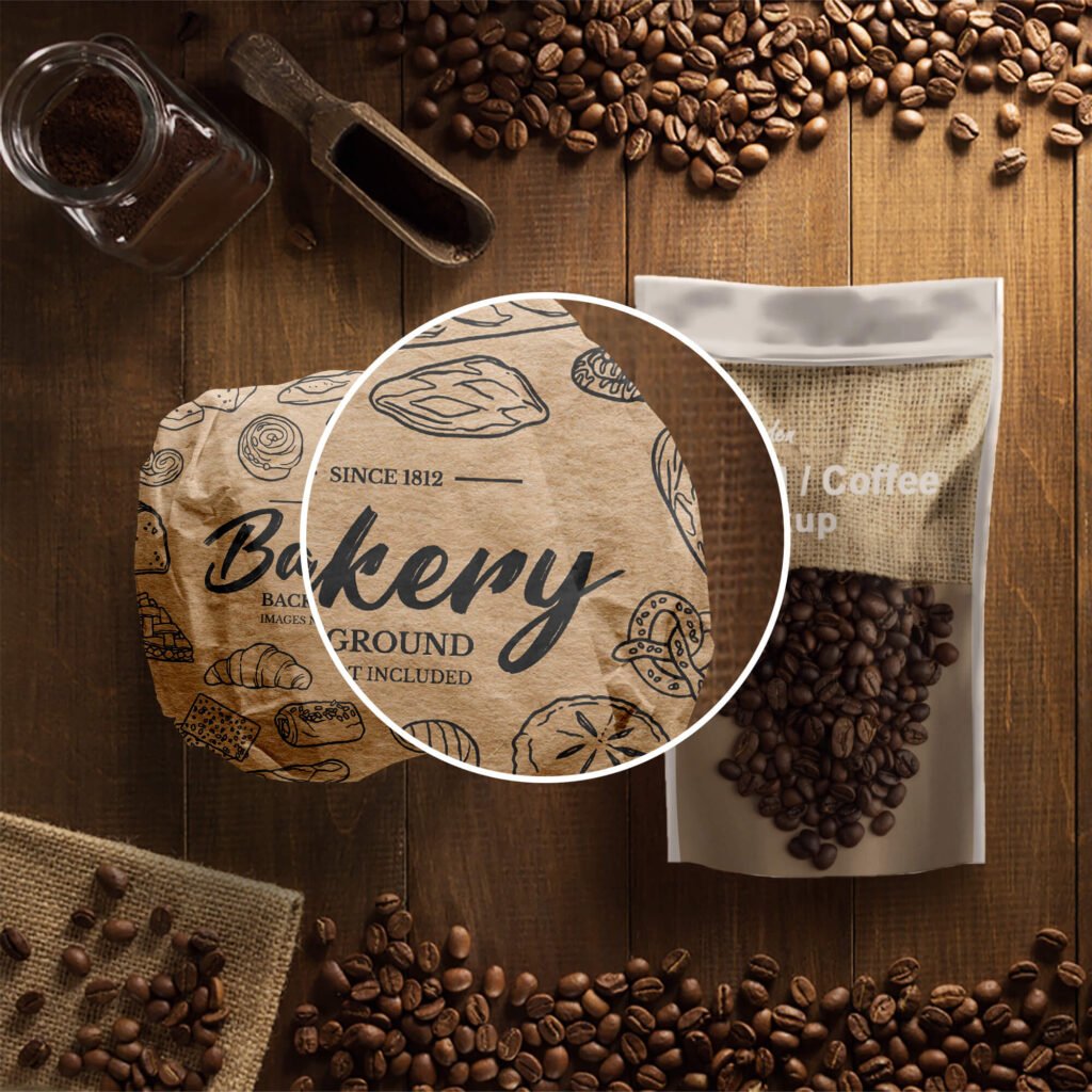 Close Up Of a Free Food & Coffee Mockup PSD Template