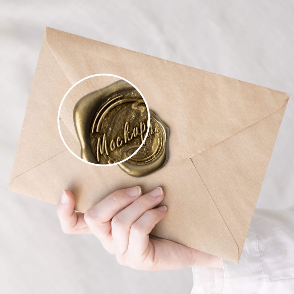 Close Up Of a Free Gold Wax Seal Logo Mockup PSD Template