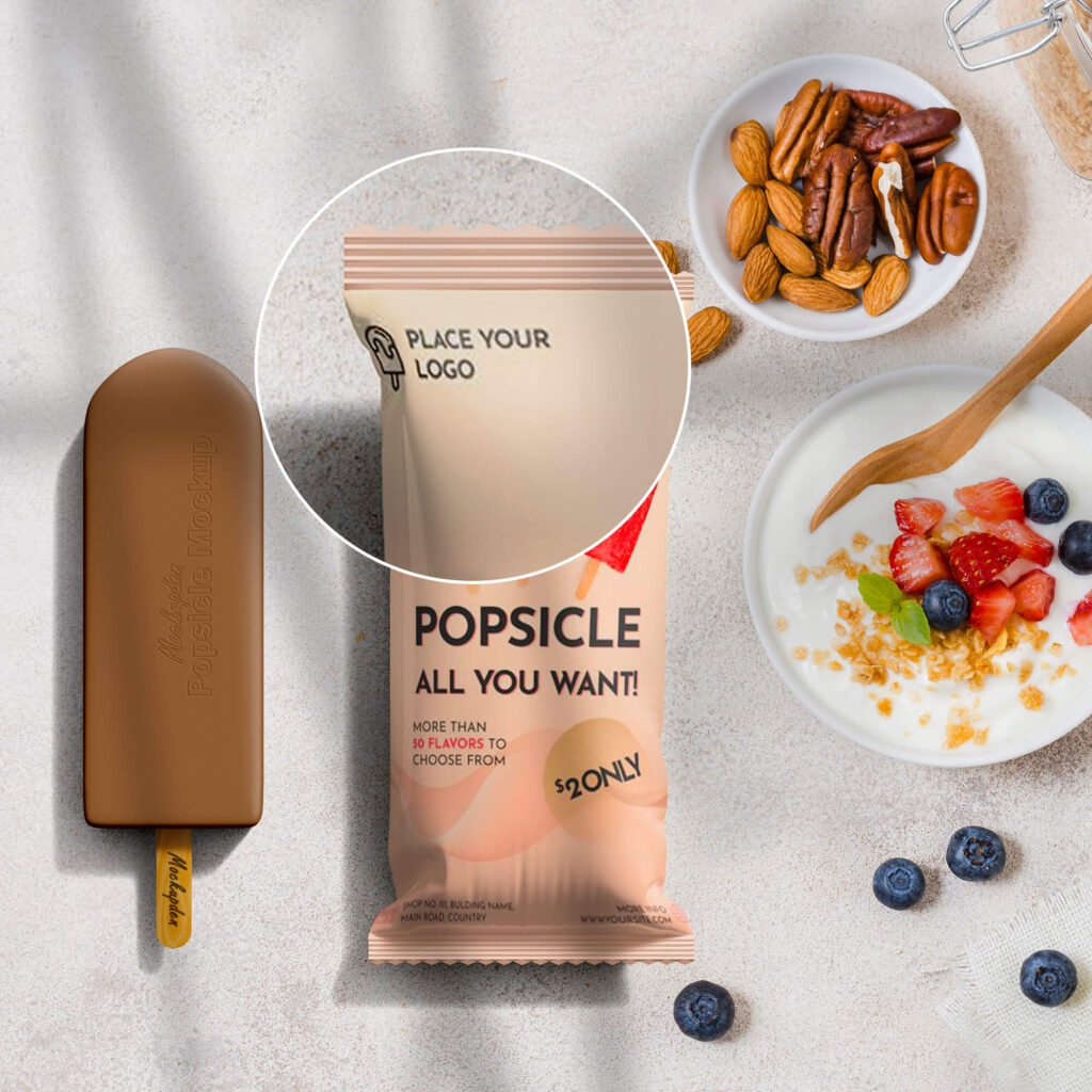 Close Up Of a Free Popsicles Mockup PSD Template