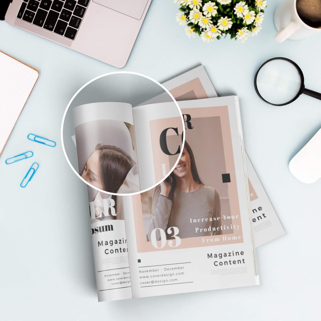 Close Up Of a Free US Letter Size Magazine Mockup PSD Template