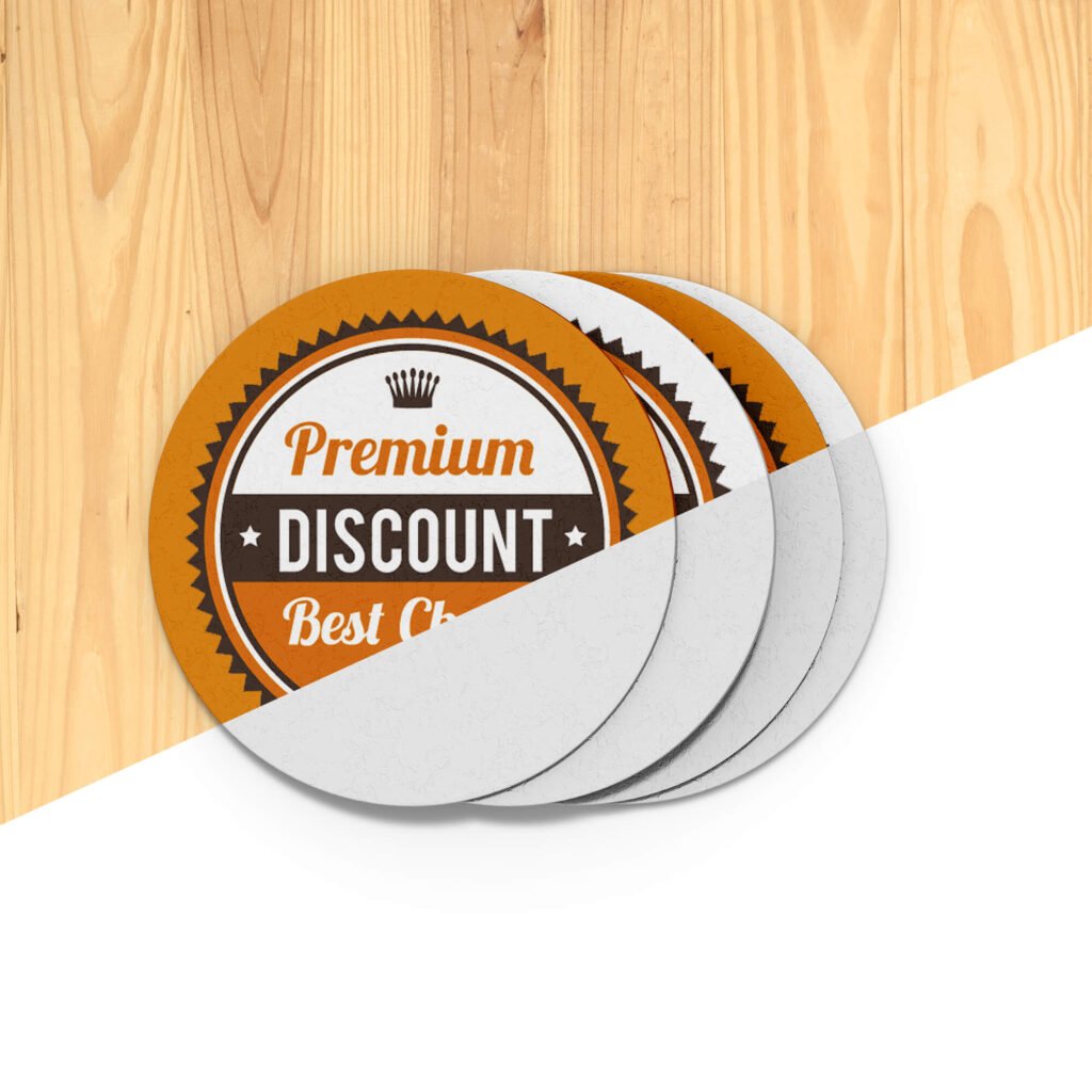 Editable Free Coaster Round Label Mockup PSD Template