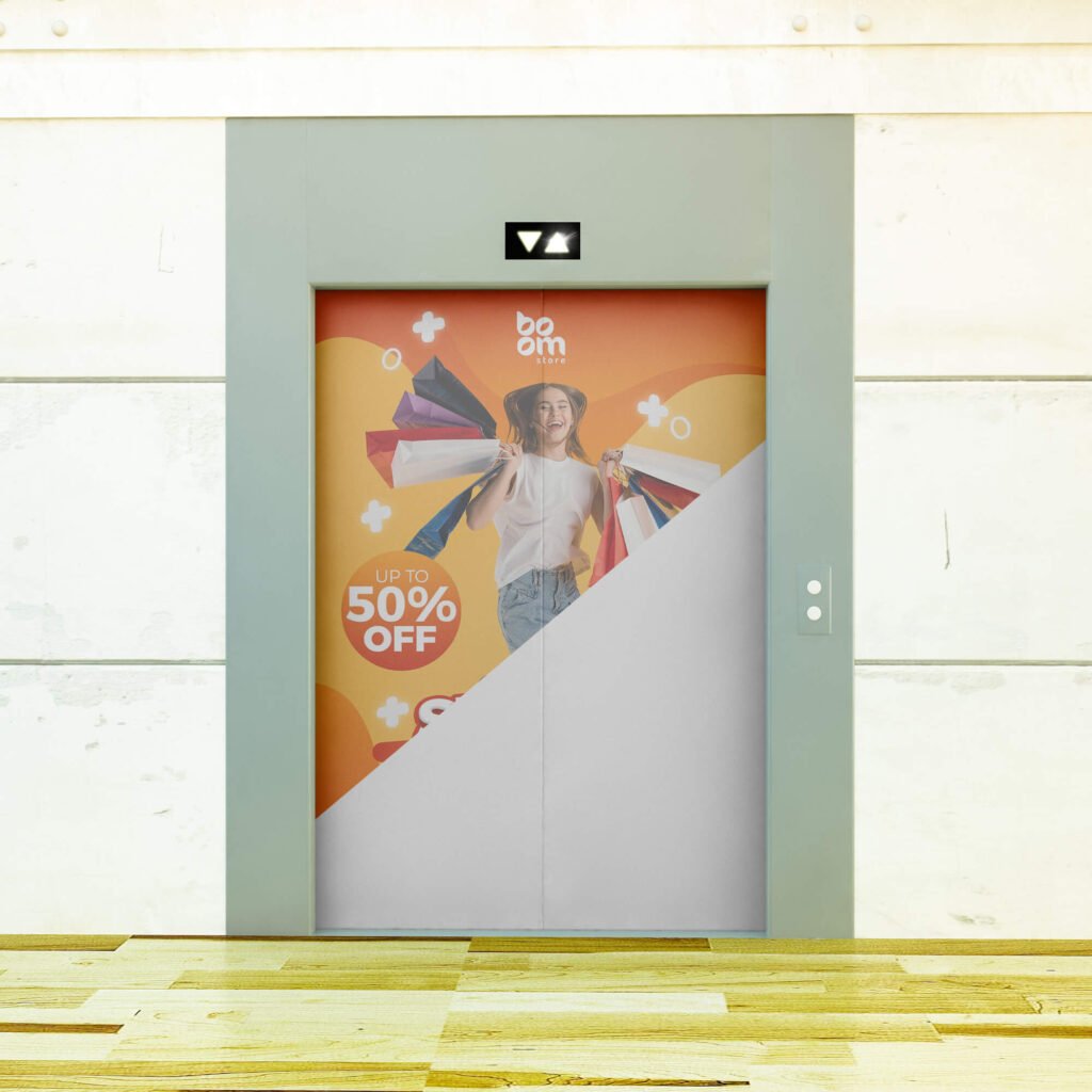 Editable Free Elevator Door Mockup PSD Template