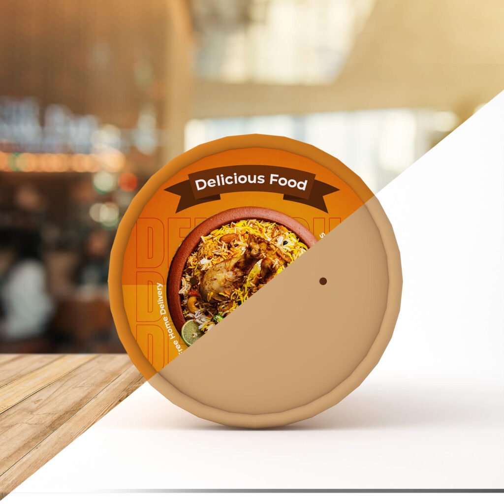 Editable Free Flat Round Food Delivery Container Mockup Set PSD Template