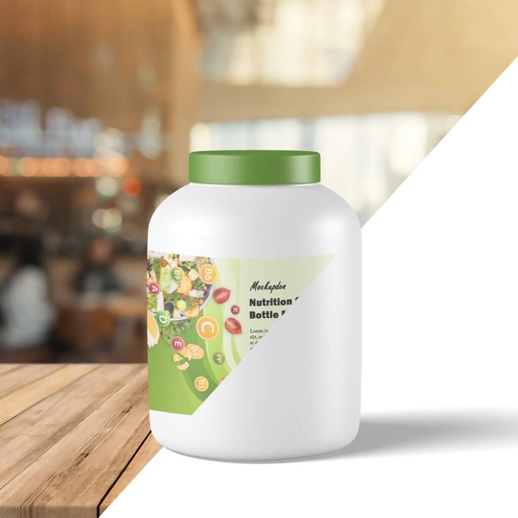 Editable Free Nutrition Supplement Bottle Mockup PSD Template