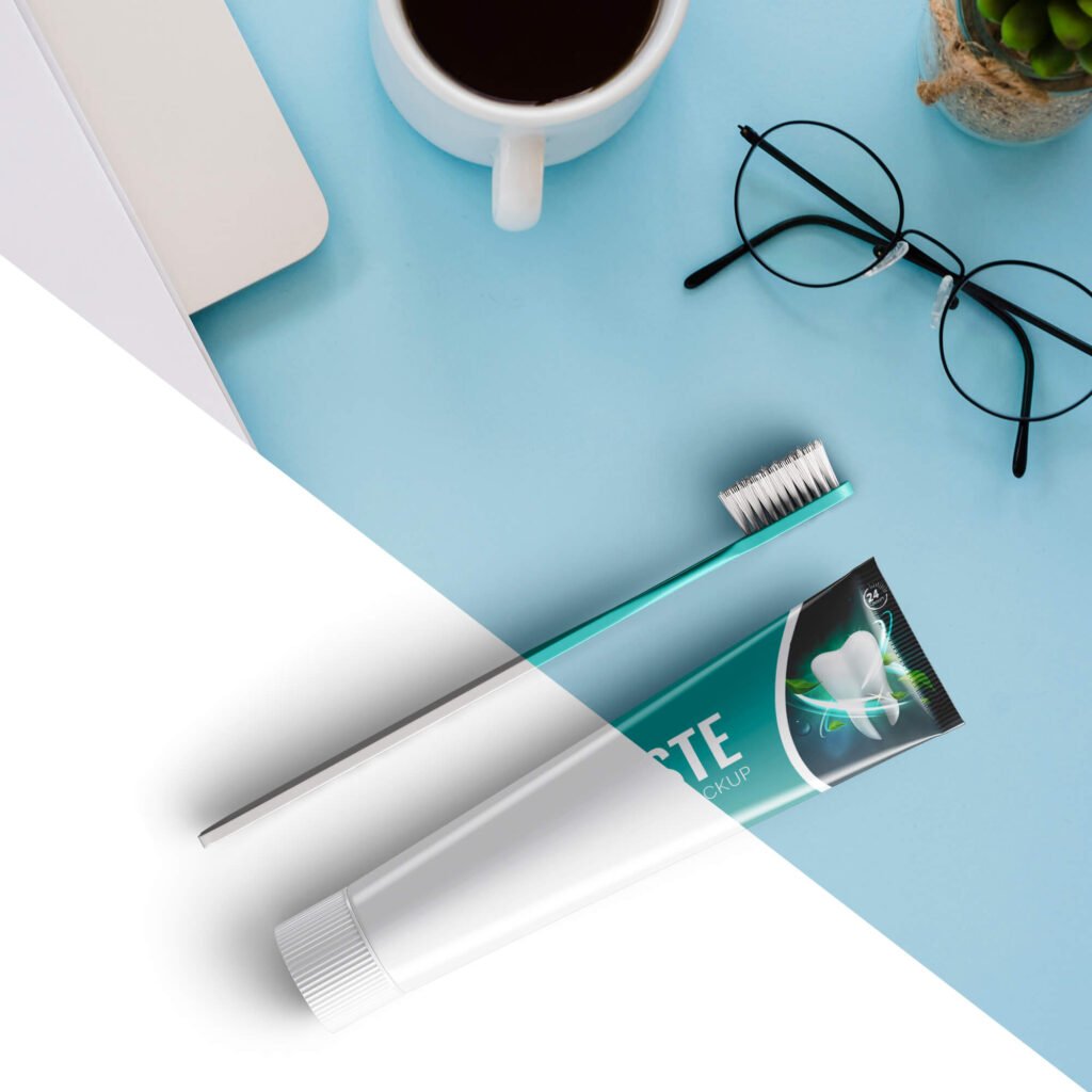 Editable Free Toothbrush Dental Mockup Set Realistic Style PSD Template