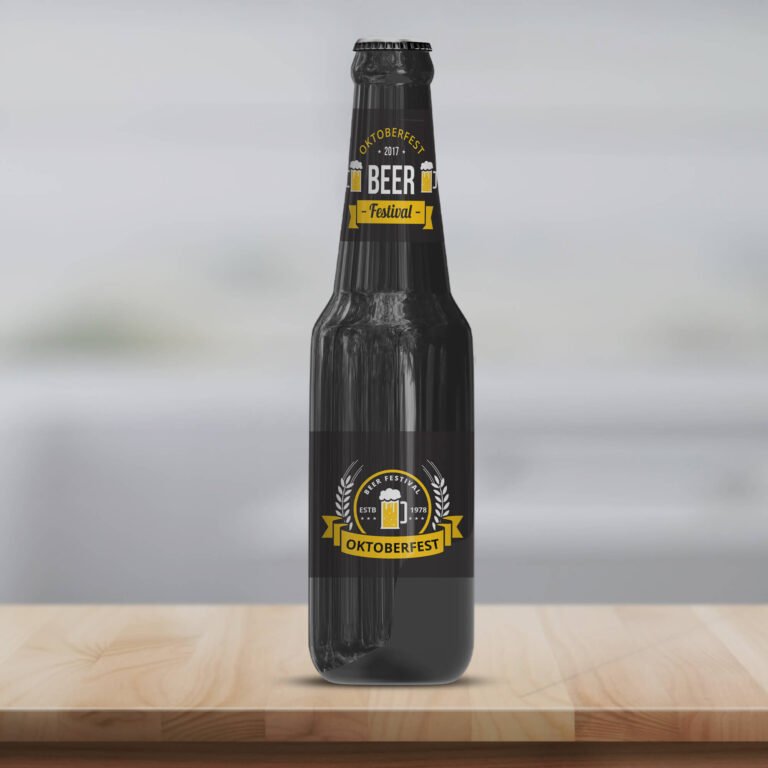 Free Beer Black Bottle Mockup PSD Template