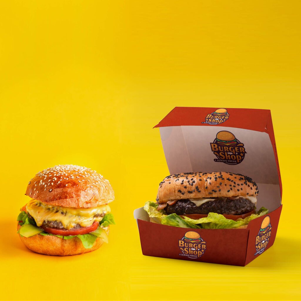 Free Burger Branding Mockup PSD Template