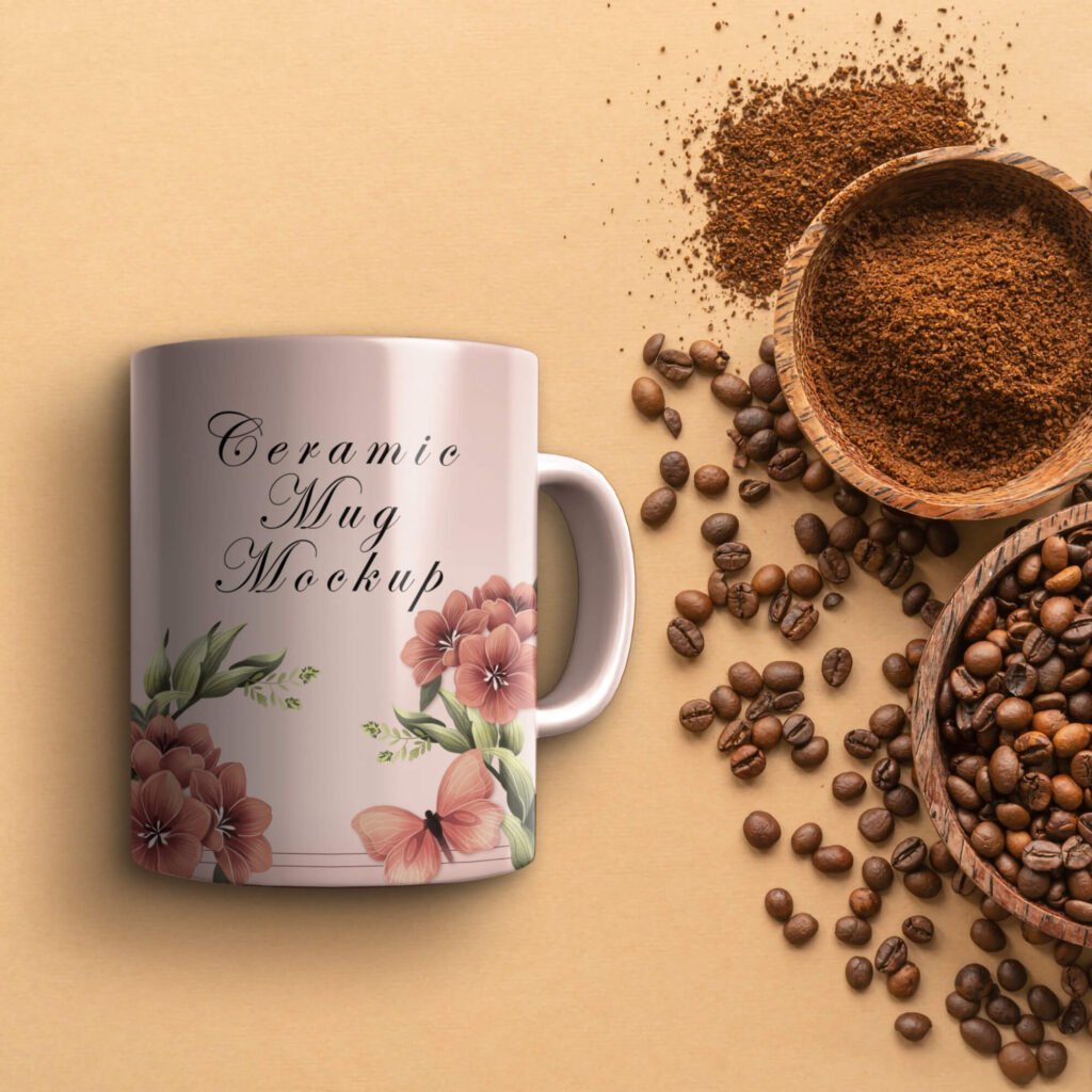 Free Ceramic Mug Mockup PSD Template