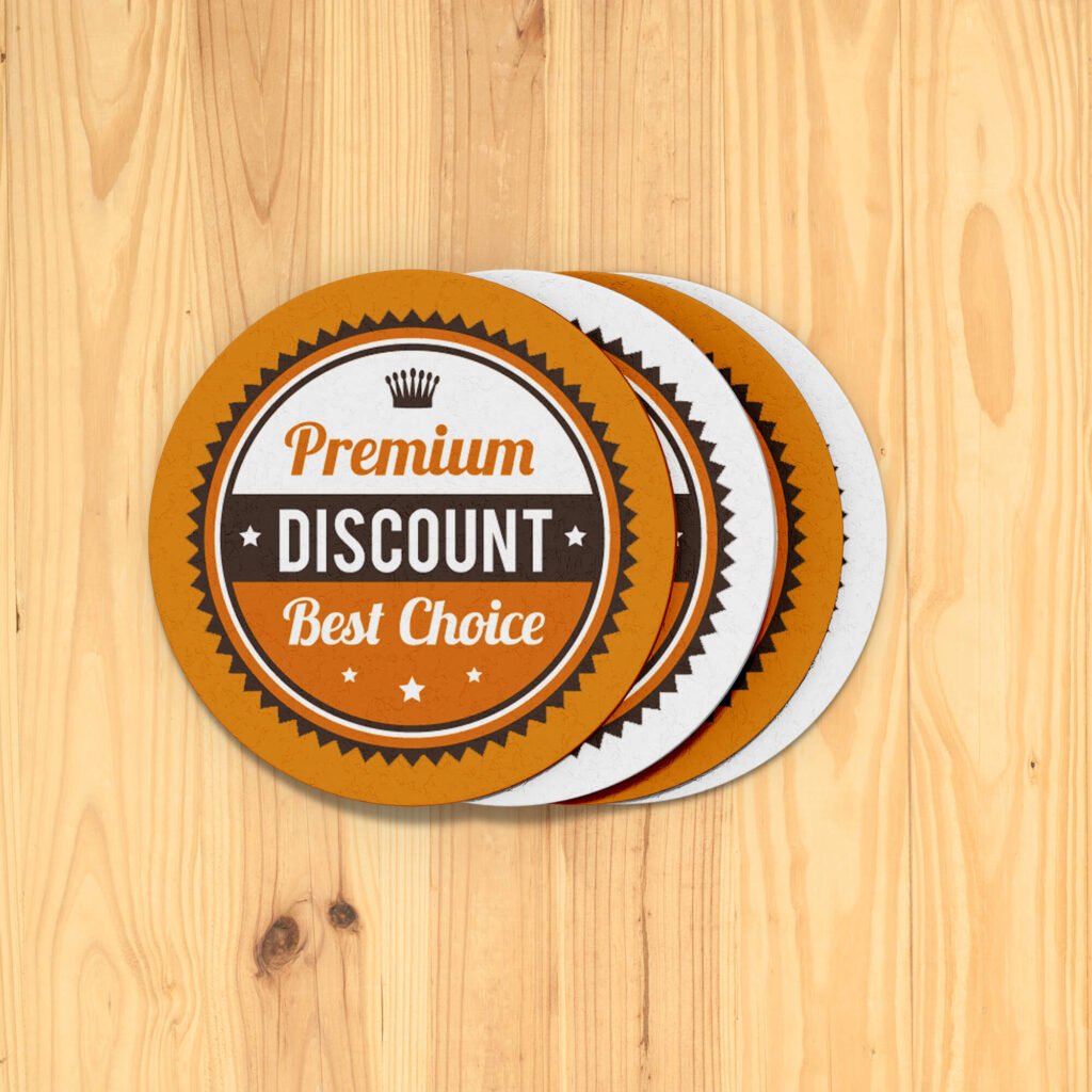 Free Coaster Round Label Mockup PSD Template
