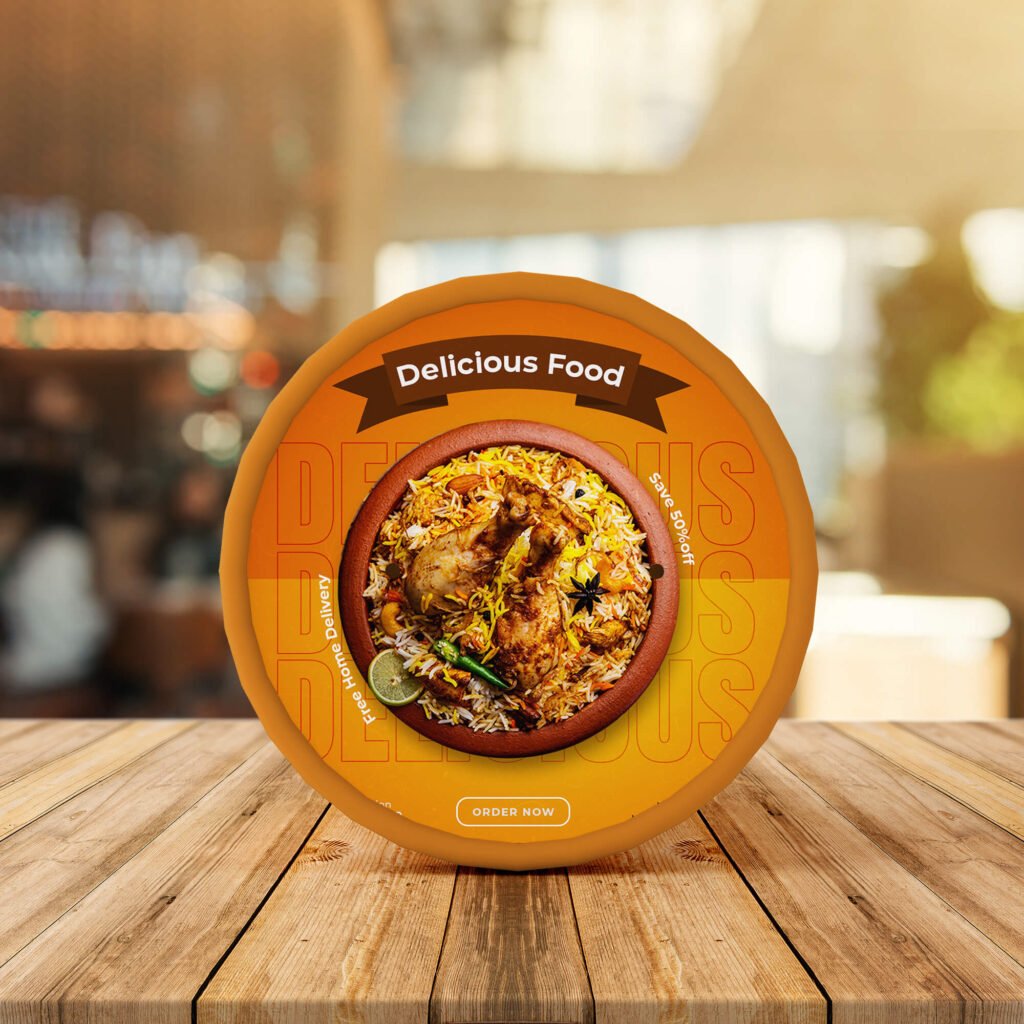 Free Flat Round Food Delivery Container Mockup Set PSD Template