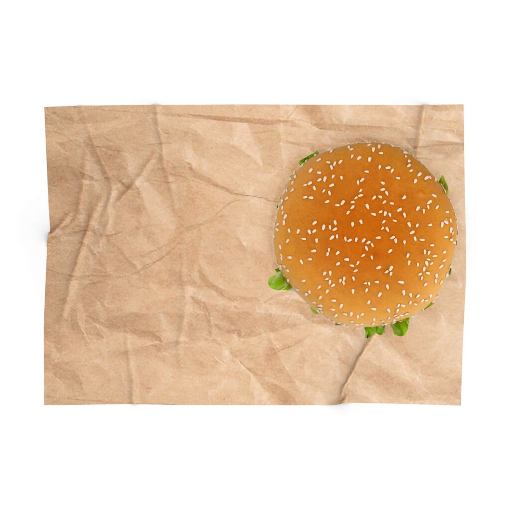 Blank Free Kraft Wrapper With Burger Mockup PSD Template